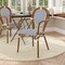 Flash Furniture Lourdes Thonet French Bistro Stacking Chair w/Arms, White/Navy PE Rattan/Bamboo Print Alum Frame SDA-AD642002A-WHNVY-NAT-GG - alternate 1